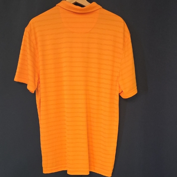 Izod Orange Short-Sleeve Polo with Subtle Stripe Texture - Picture 3 of 3